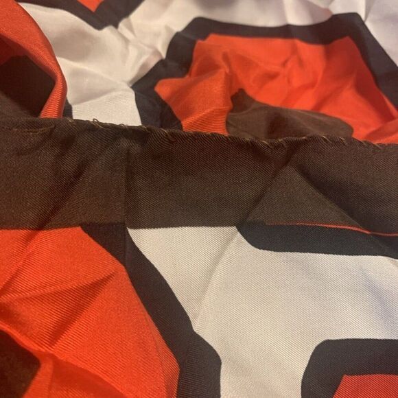 givenchy Authentic Red Brown Black White Geometric Square Silk Scarf - Picture 7 of 7